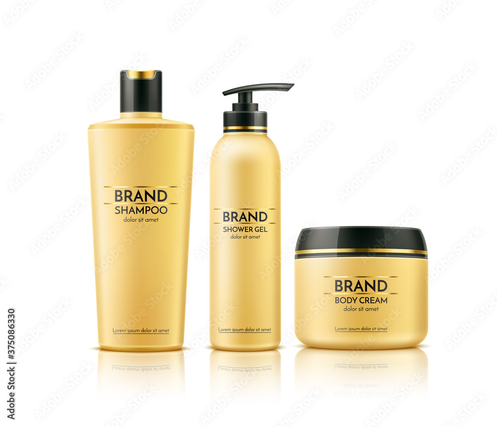 Vector realistic spa cream tube dry shampoo bottle Vector realistic spa cream tube dry shampoo bottle