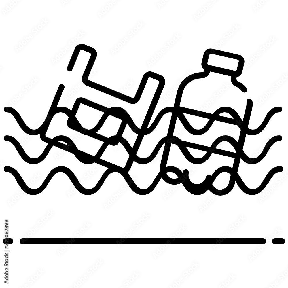 Plastic pollution vector style, ocean pollution editable icon
Plastic pollution vector style, ocean pollution editable icon