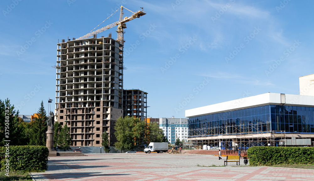 Construction of a monolithic multi-storey building, crane