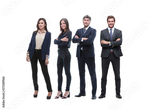 group of young successful entrepreneurs standing in a row