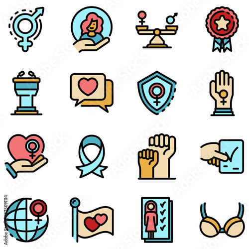 Empowerment icons set. Outline set of empowerment vector icons thin line color flat on white