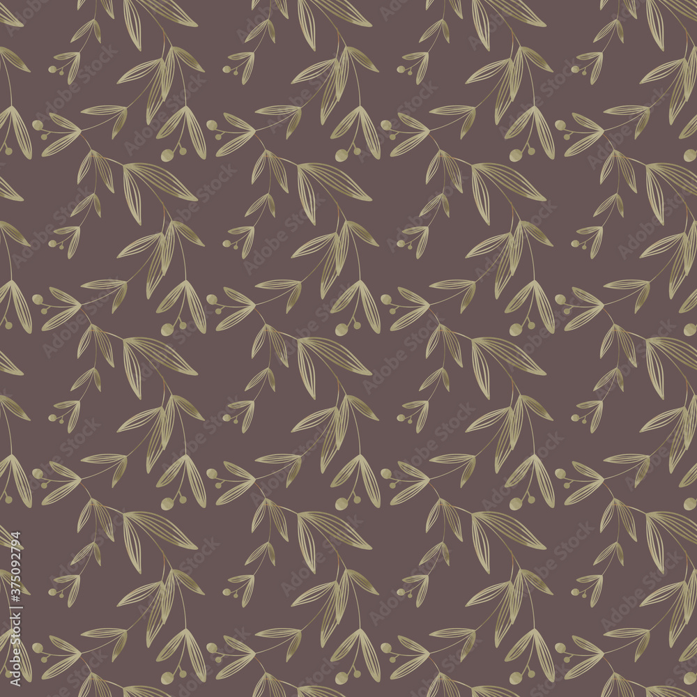 Cozy kawaii autumn leaves and branches square seamless thanksgiving pattern on brown background. Flat textured digital art. Print for fabric, wrapping paper, banner, clothing, postcards, wallpaper Cozy kawaii autumn leaves and branches square seamless thanksgiving pattern on brown background. Flat textured digital art. Print for fabric, wrapping paper, banner, clothing, postcards, wallpaper