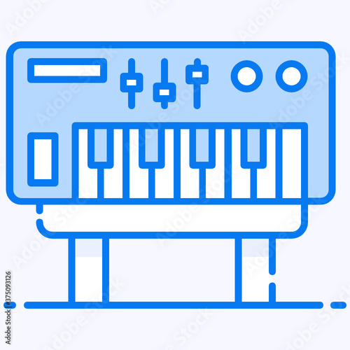 
A musical keyboard icon, flat design of piano 
