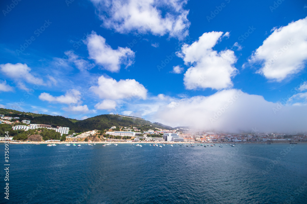 view of the sesimbra city and mountains