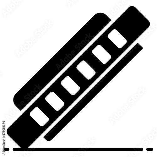 
Mouth organ musical instrument, icon of harmonica vector design 
