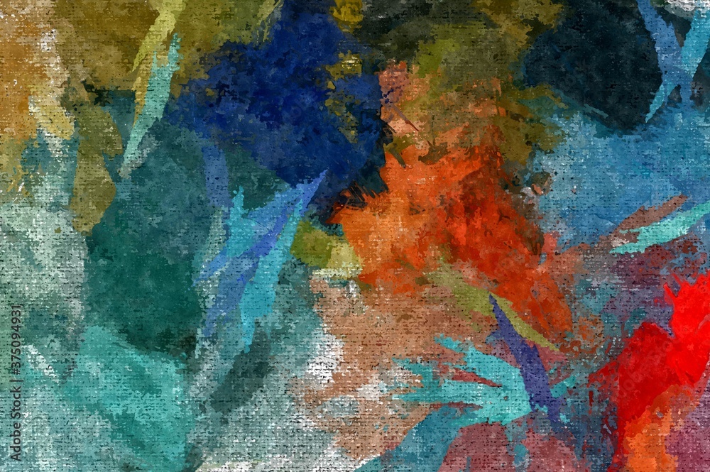 Texture of strokes of colored paint, blurred spots with brushes of different sizes and shapes. Stylized watercolor, oil grunge background