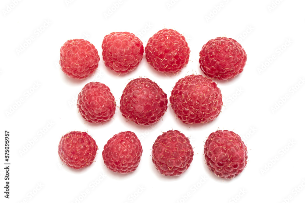 Raspberry berries isolated on a white background. Raspberry berries isolated on a white background.