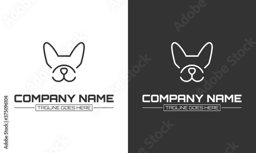 Ilustration vector graphic of  dog head line art black and white