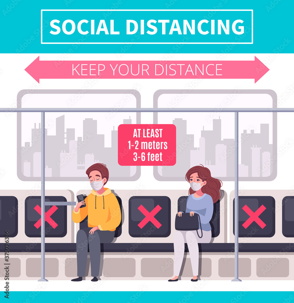 Cartoon Social Distancing Infographics