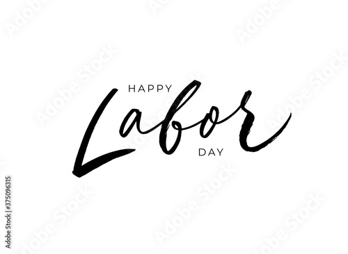 Happy Labor day modern vector calligraphy. Handwritten brush type lettering for greeting card or invitation. National american holiday. Festive poster, banner, web design with hand lettering.