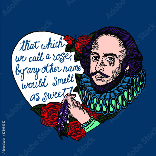 Shakespeare writes poetry with a pen