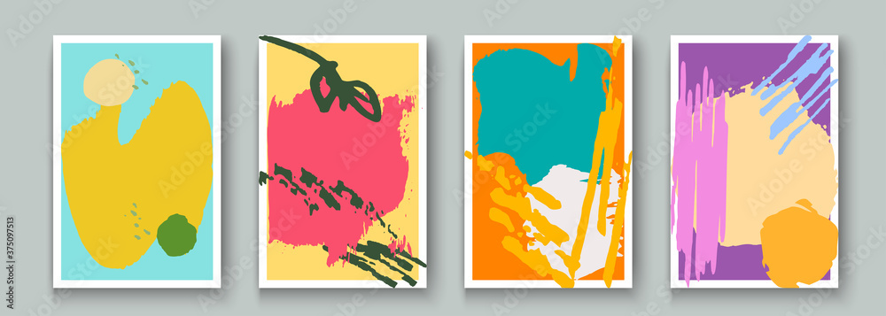 Creative minimalist hand painted abstract artistic background set. Painting ink brush geometric texture shape, doodle object, stain Artwork for wall decoration, poster, banner, postcard design. Vector Creative minimalist hand painted abstract artistic background set. Painting ink brush geometric texture shape, doodle object, stain Artwork for wall decoration, poster, banner, postcard design. Vector