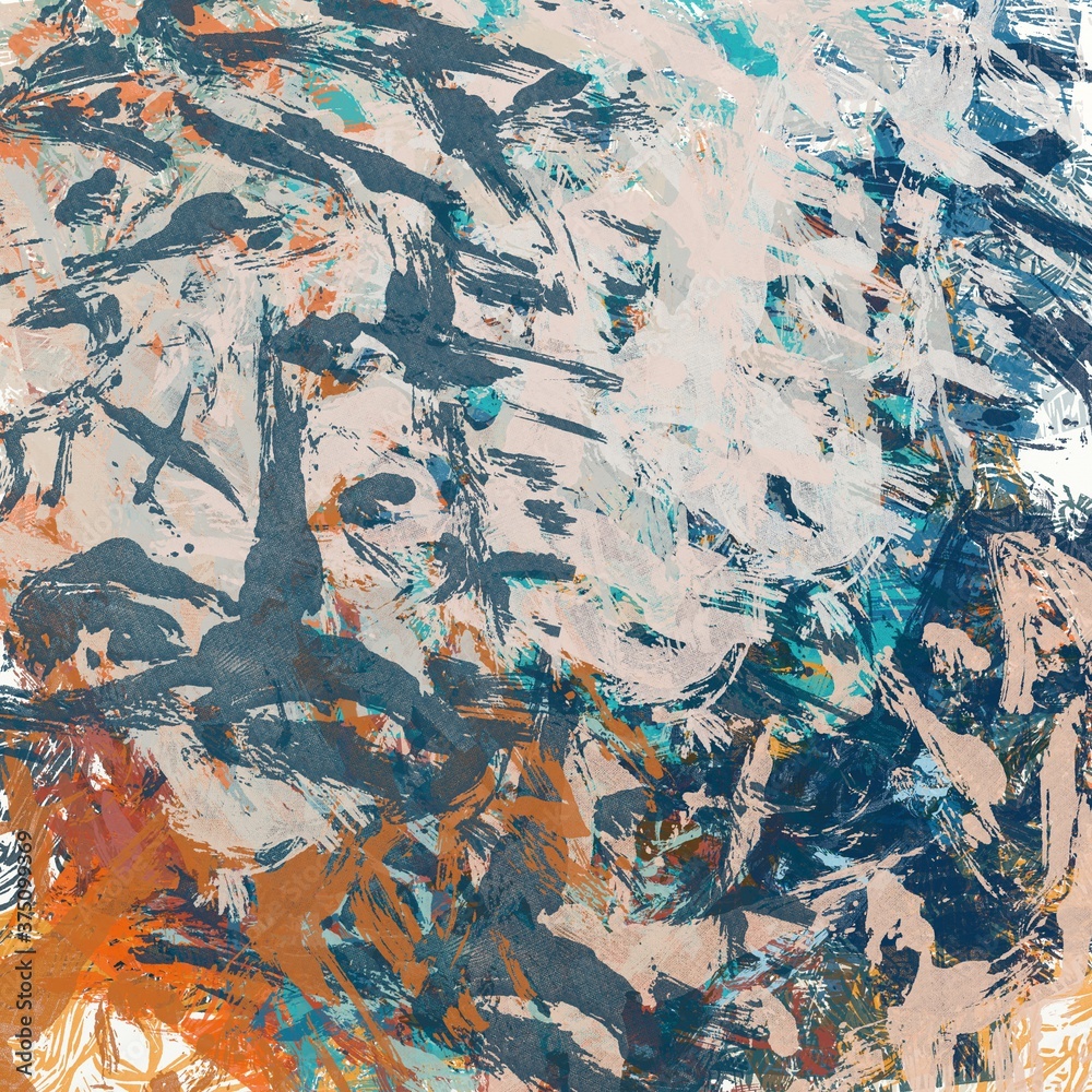 Texture of strokes of colored paint, blurred spots with brushes of different sizes and shapes. Stylized watercolor, oil grunge background