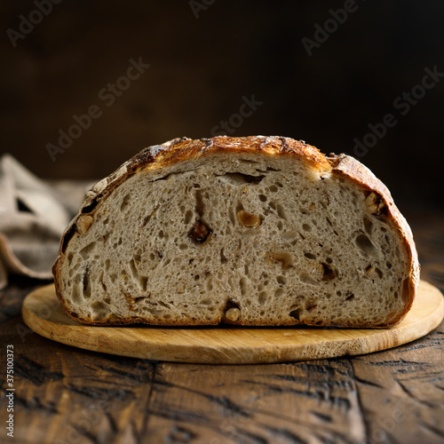 Homemade bread with cranberry and pine nuts