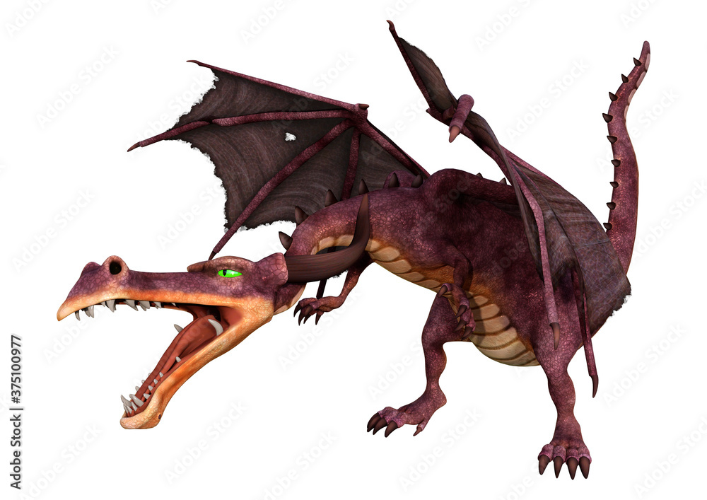 3D Rendering Fairy Tale Dragon on White 3D Rendering Fairy Tale Dragon on White