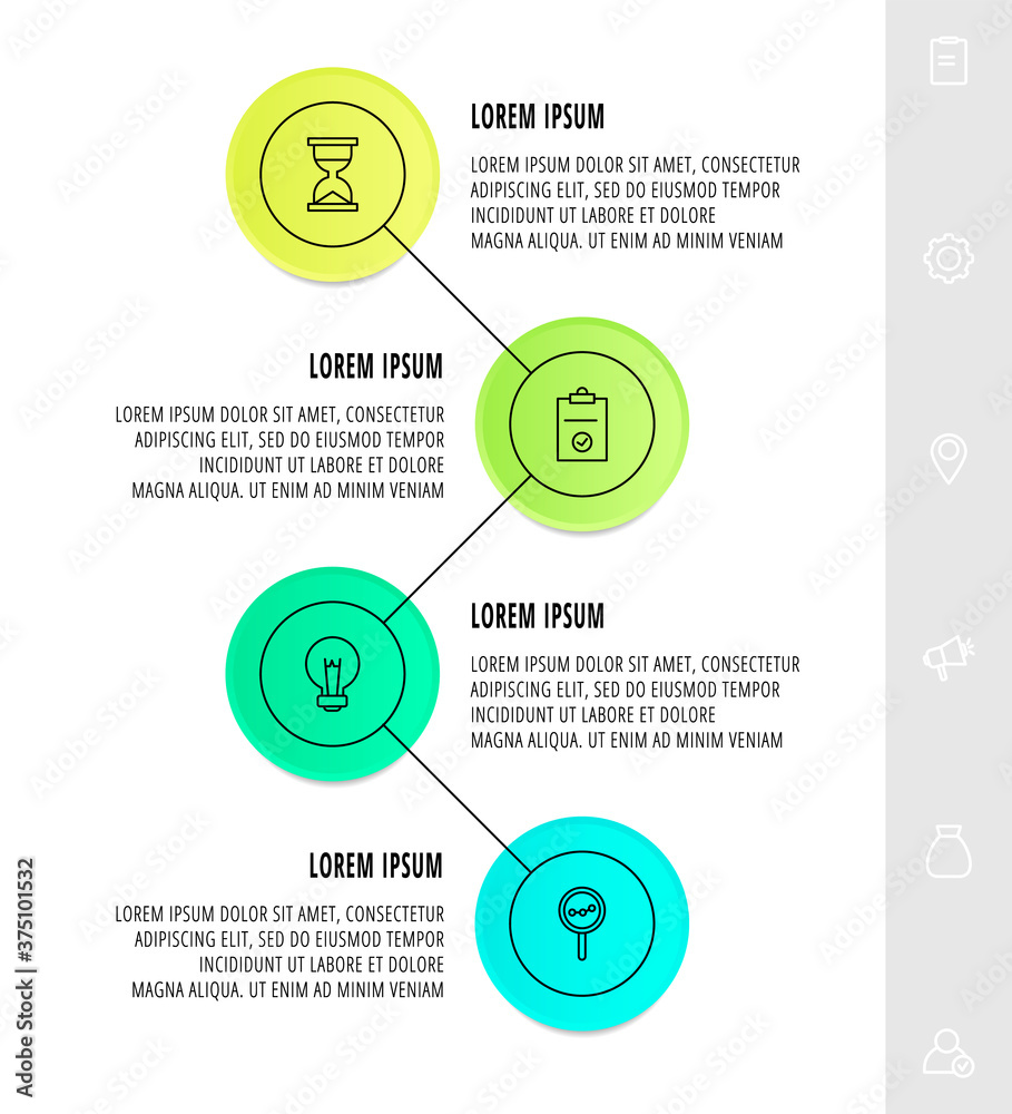 Infographics circles with 4 steps, icons. Flat line vector template. Can be used for four business, web, banner, workflow layout, flowchart, info graph, timeline, content, chart, processes diagram. Infographics circles with 4 steps, icons. Flat line vector template. Can be used for four business, web, banner, workflow layout, flowchart, info graph, timeline, content, chart, processes diagram.