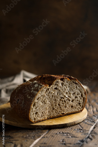 Homemade bread with cranberry and pine nuts