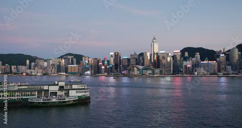 Hong Kong landmark at sunset