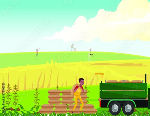 Farmer loading his crops on truck