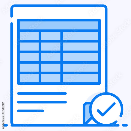
Checkmark with frequency table, vector in editable style 
