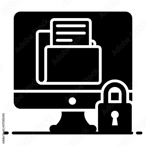  Data security concept, icon of protected folder vector 