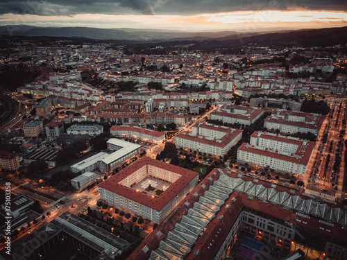 Aerial view of a beautiful cityscape in Santiago de Compostela in Spain