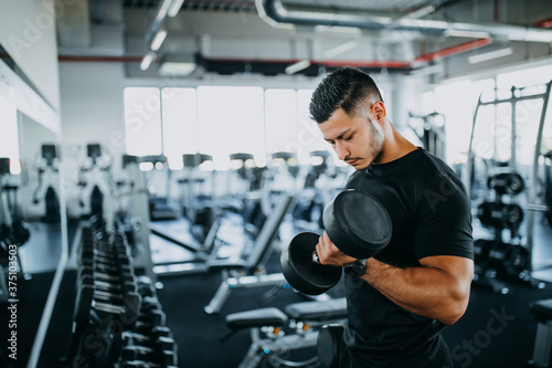 Training at modern gym.