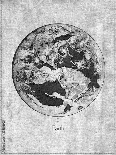 Fototapeta Naklejka Na Ścianę i Meble -  Vintage Earth etching