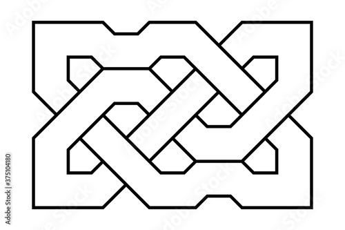 Celtic knot. Medieval decorative ornament. Geometric Design Element. Vector outline illustration.