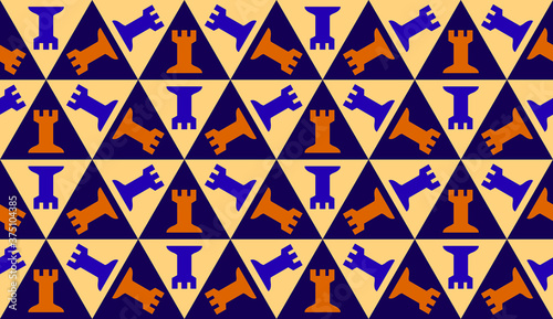 Seamless pattern with Chess rook. Endless background. Vector illustration.