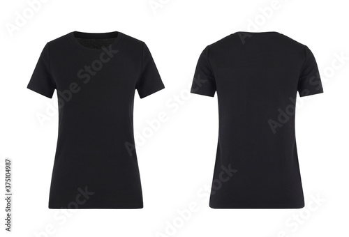 Blank black t-shirt, front and back view
