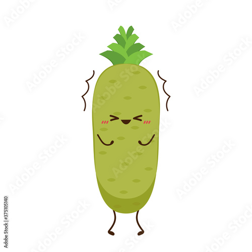 Wasabi root character. Wasabi root on white background.