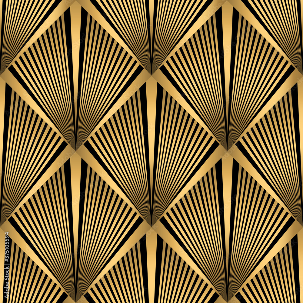 Art Deco Pattern. Vector gold black background Art Deco Pattern. Vector gold black background