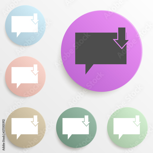 Free Download bubbles communicating with the down arrow badge color set. Simple glyph, flat vector of web icons for ui and ux, website or mobile application - GFXLoad