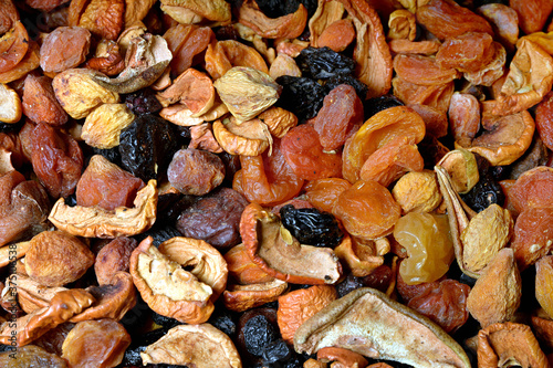 A mixture of dried fruits as a very effective and beautiful background of natural products.