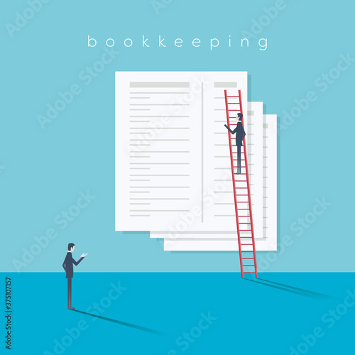 Accounting website vector illustration with financial reports, bookkeeping, statements.