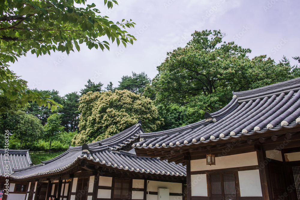 The beautiful traditional house, garden and forest at summer. The beautiful traditional house, garden and forest at summer.