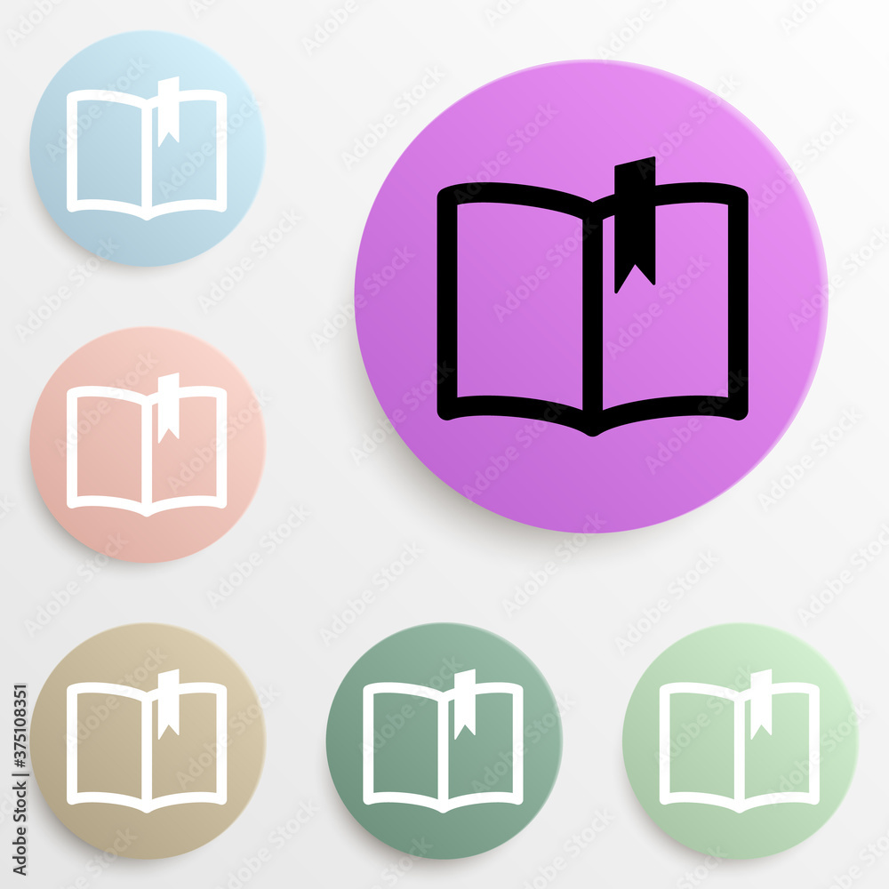 book with a bookmark badge color set. Simple glyph, flat vector of web icons for ui and ux, website or mobile application book with a bookmark badge color set. Simple glyph, flat vector of web icons for ui and ux, website or mobile application