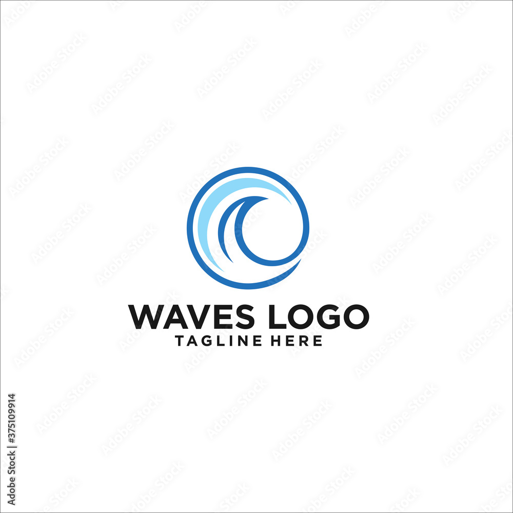 waves logo design template silhouette vector icon waves logo design template silhouette vector icon