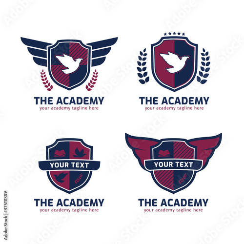 The academy logo set in shield shape with wings of eagle