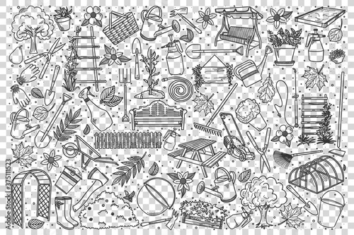 Gardening doodle set