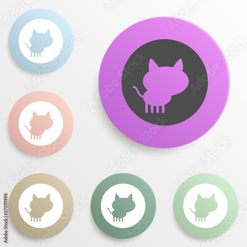 cat in round badge color set. Simple glyph, flat vector of web icons for ui and ux, website or mobile application