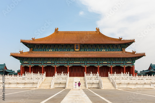 Chengyun or Luck Receiving Hall in restored Prince's Palace, initially built in 14th century for prince of Dai, Zhu Gui in early Ming Dynasty, Datong Old City, Shanxi, China.