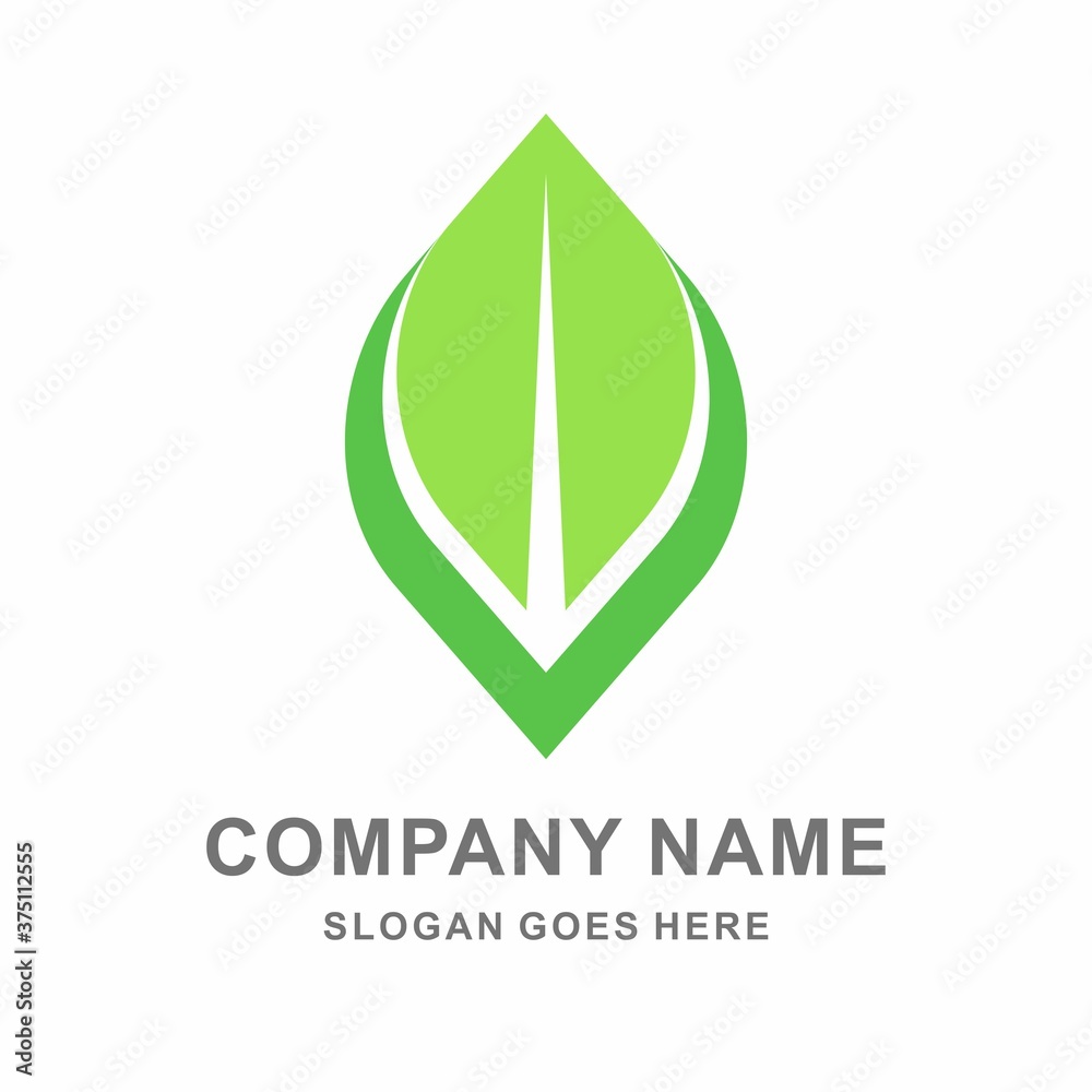 Green Leaf Plant Nature Farm Business Company Vector Logo Design Green Leaf Plant Nature Farm Business Company Vector Logo Design