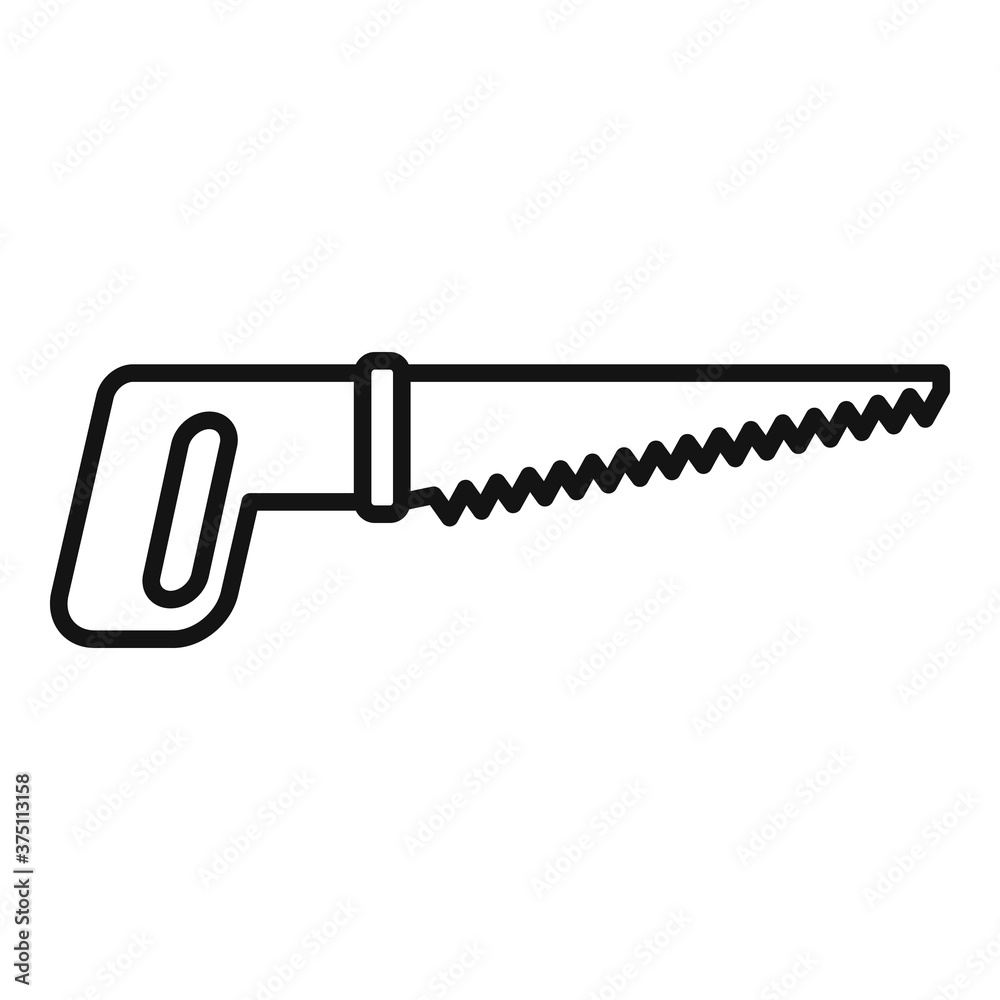 Small hand saw icon. Outline small hand saw vector icon for web design isolated on white background Small hand saw icon. Outline small hand saw vector icon for web design isolated on white background