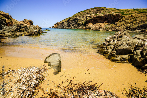 Playa de Cala En Calderer, Ferreries, Menorca, Islas Baleares, españa, europa. photo