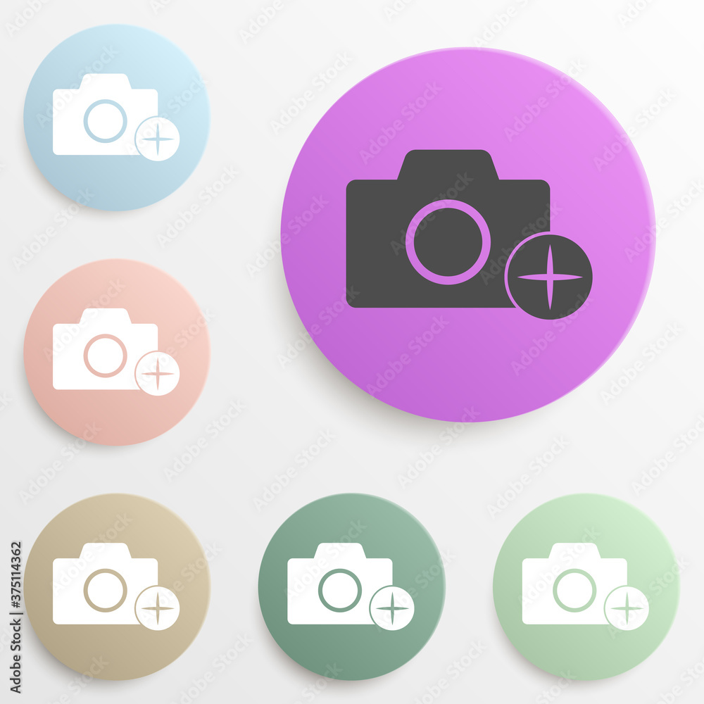 camera with an appendage badge color set. Simple glyph, flat vector of web icons for ui and ux, website or mobile application camera with an appendage badge color set. Simple glyph, flat vector of web icons for ui and ux, website or mobile application