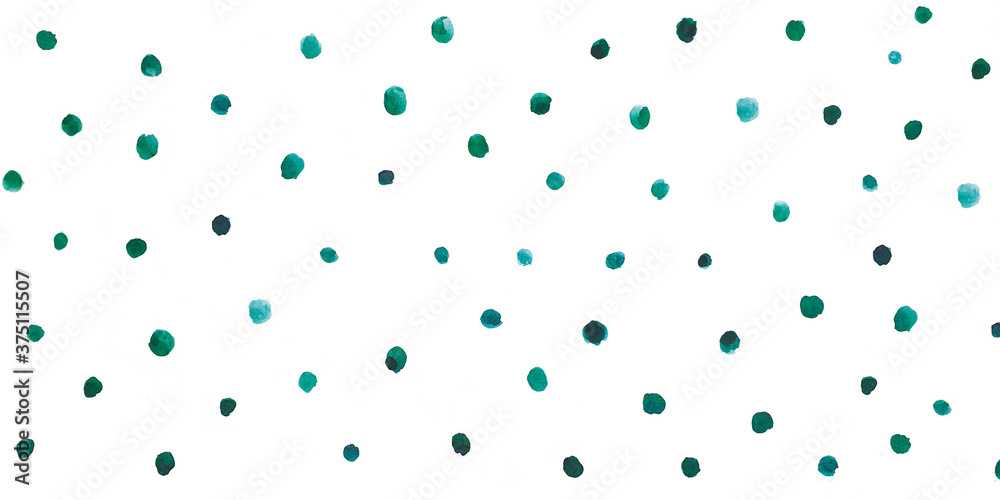 Watercolor dots, Emerald dot patterns, Artistic patterns, Handpainted.