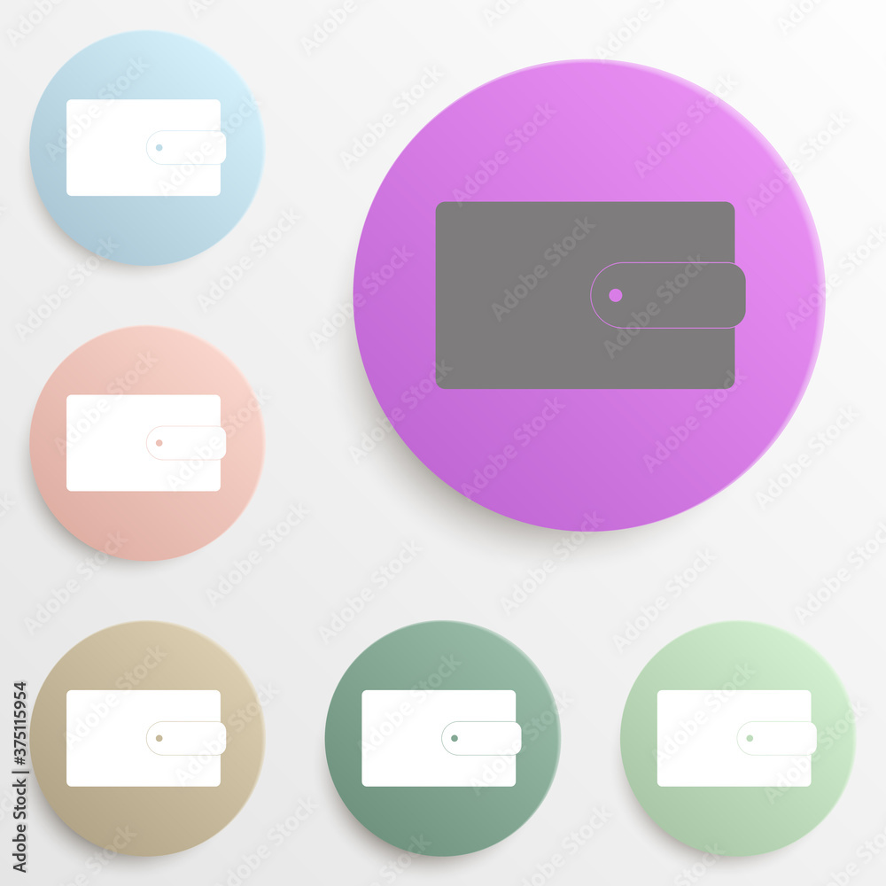 Wallet badge color set. Simple glyph, flat vector of web icons for ui and ux, website or mobile application