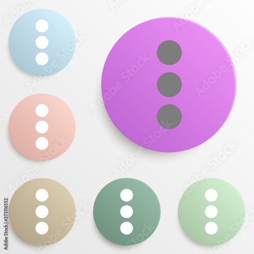 Triple dots. Three dots. badge color set. Simple glyph, flat vector of web icons for ui and ux, website or mobile application